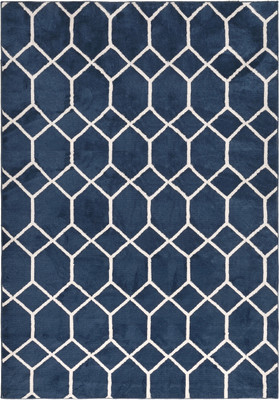 Saral Home Blue Polyester Carpet(150 cm,  X 210 cm, Rectangle)