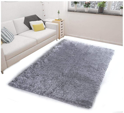 SPA Furnishing 3 cm  X 2 cm Polypropylene Carpet(Rectangle, Grey)