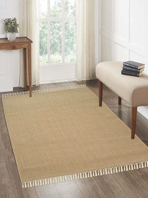 Saral Home 120 cm  X 180 cm Jute, Cotton Carpet(Rectangle, Beige)