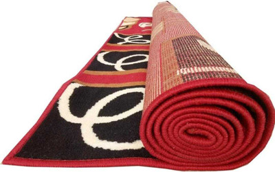 BhCarpet Red Acrylic Carpet(5 ft,  X 7 ft, Rectangle)