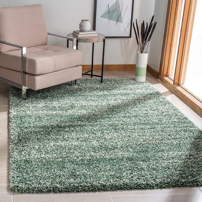 AyanCarpets Green Polyester Carpet(6 ft,  X 8 ft, Rectangle)