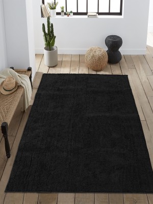 Saral Home Black Cotton Carpet(4 cm,  X 6 cm, Rectangle)