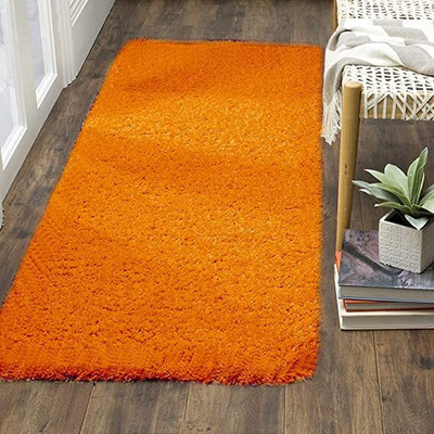 Anabia Orange Polyester Carpet(2 ft,  X 6 ft, Rectangle)
