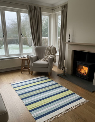 BHADOHICARPETS 120 cm  X 120 cm Cotton Carpet(Rectangle, Multicolor, Light Green)