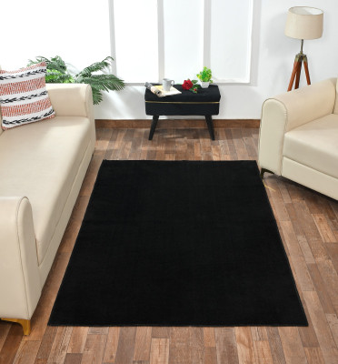 RM Handloom Black Polyester Carpet(6 ft,  X 4 ft, Rectangle)