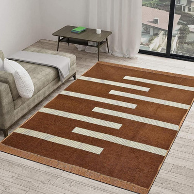 KRIDHACRAFTS Brown Velvet Carpet(152 cm,  X 213 cm, Rectangle)
