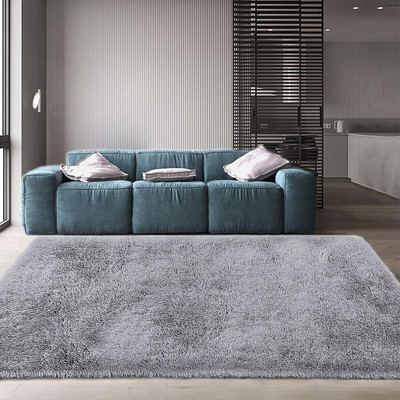 Shag Weaving Silver Polyester Runner(60 cm,  X 180 cm, Rectangle)
