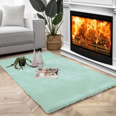 Ra handloom carpet Light Green Polyester Carpet(120 cm,  X 180 cm, Rectangle)