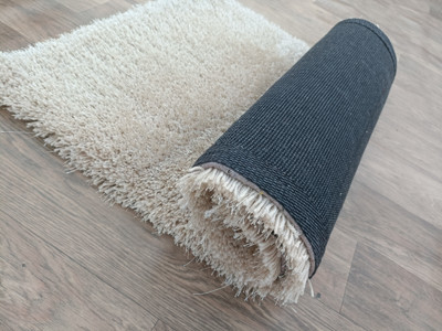 Shag Weaving Beige Polyester Carpet(2 ft,  X 3 ft, Rectangle)