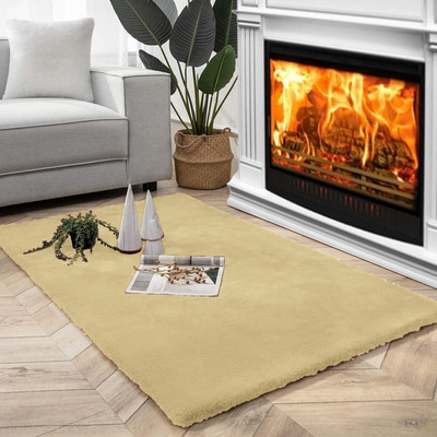 Ra handloom carpet Gold Polyester Carpet(120 cm,  X 180 cm, Rectangle)