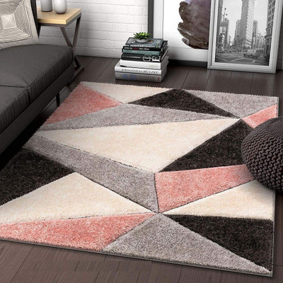 HR CARPET White, Silver Polyester Carpet(3 ft.,  X 5 ft., Rectangle)