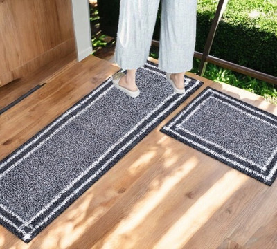 ROUSN 40 cm  X 120 cm Cotton Carpet(Rectangle, Grey)