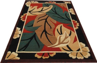 BhCarpet Green, Gold Acrylic, Wool Carpet(6 ft,  X 8 ft, Rectangle)