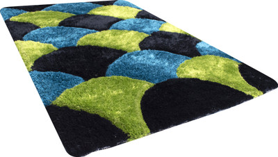 Woolpik Dark Green Polyester Carpet(5 cm,  X 7 cm, Rectangle)
