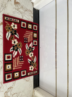 HR CARPET Red Acrylic Runner(40 cm,  X 60 cm, Rectangle)