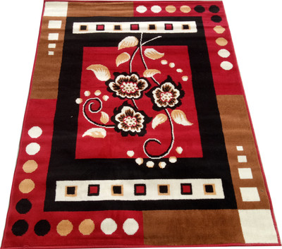 AyanCarpets Red Acrylic Carpet(4 ft,  X 5 ft, Rectangle)