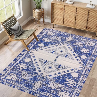 budhraj rugs Blue Cotton Dhurrie(3 ft,  X 5 ft, Rectangle)
