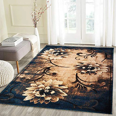 R CARPETS Brown Silk Carpet(5 ft,  X 7 ft, Rectangle)