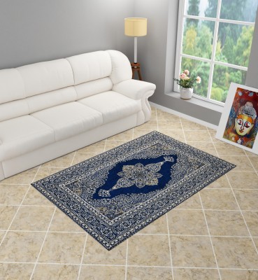 Furnishing Hut Blue Velvet Carpet(3 ft,  X 5 ft, Rectangle)