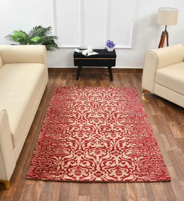 PRESTO BAZAAR Red, Beige Polyester Carpet(4 ft,  X 6 ft, Rectangle)