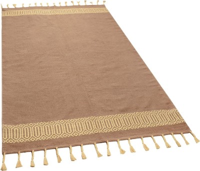 Saral Home Beige Cotton Dhurrie(5 cm,  X 7 cm, Rectangle)