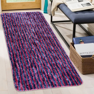 SHREE MADHAV Pink, Blue Polyester Runner(50 cm,  X 150 cm, Rectangle)