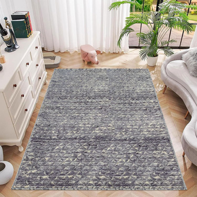 Ra handloom carpet Grey Polyester Carpet(120 cm,  X 180 cm, Rectangle)