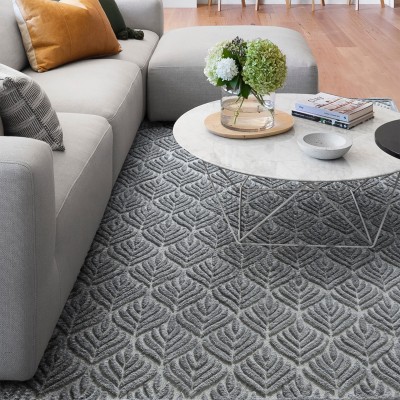 The Rug Republic White, Grey Wool Area Rug(5 ft,  X 8 ft, Rectangle)