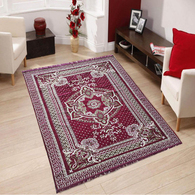 Raas Maroon Chenille Carpet(5 ft,  X 7 ft, Rectangle)