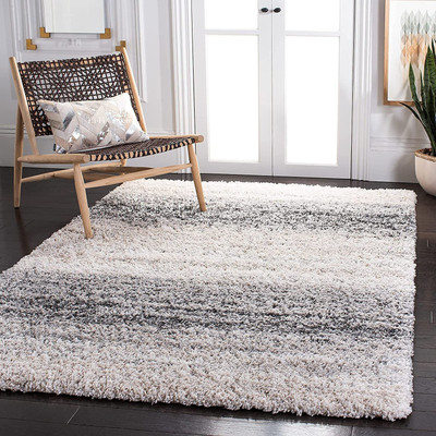 RM Handloom White, Black Polyester Carpet(3 ft,  X 5 ft, Rectangle)