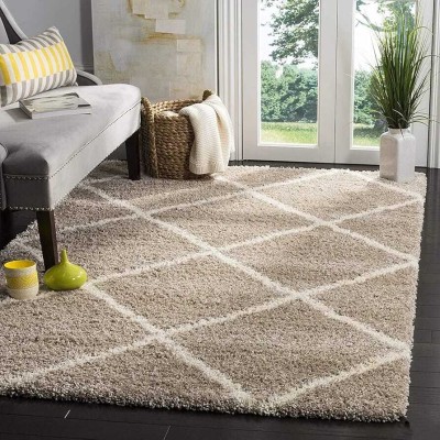 The Carpetwala Brown, White Wool Carpet(121.92 cm,  X 182.88 cm, Rectangle)