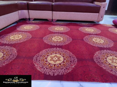 Samjeeda Handloom carpets Red Nylon Carpet(5 cm,  X 10 cm, Rectangle)