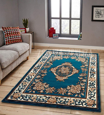 BhCarpet Blue Acrylic Carpet(5 ft,  X 7 ft, Rectangle)