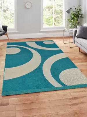 Flipkart SmartBuy Light Blue Velvet Carpet(5 ft,  X 7 ft, Rectangle)