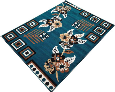 Zeeshan handloom 152 cm  X 213 cm Polyester Carpet(Rectangle, Dark Blue)