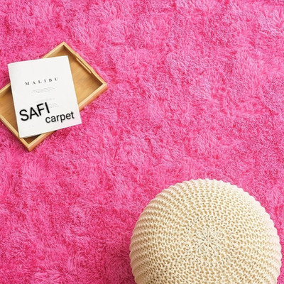Ra handloom carpet Pink Wool Carpet(4 ft,  X 6 ft, Rectangle)