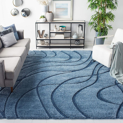 HR CARPET Light Blue Polyester Carpet(3 ft.,  X 5 ft., Rectangle)