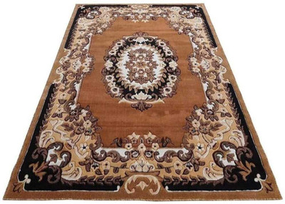 Ra handloom carpet Brown Silk Carpet(6 cm,  X 8 cm, Rectangle)