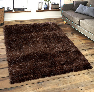 Saral Home Brown Polyester Carpet(150 cm,  X 210 cm, Rectangle)