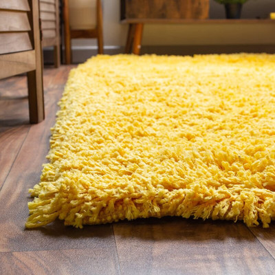 HR CARPET Yellow Polyester Carpet(2 ft.,  X 5 ft., Rectangle)