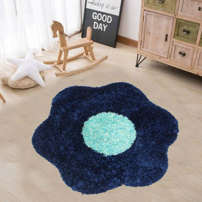 KALYAN GLOBAL Blue Polyester Area Rug(2 cm,  X 2 cm, Circle)