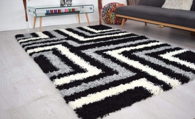 SPA Furnishing Black Polyester Carpet(152 cm,  X 91 cm, Rectangle)