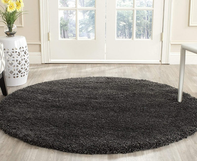 SPA Furnishing Grey Polyester Area Rug(3 ft,  X 3 ft, Oval)