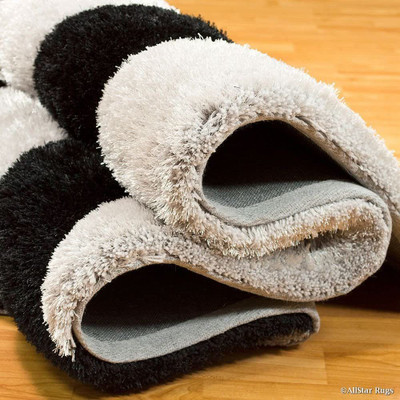 Acarpet Black, White Polyester Carpet(5 ft,  X 7 ft, Rectangle)