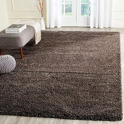 Shag Weaving Brown Polyester Carpet(4 ft,  X 6 ft, Rectangle)