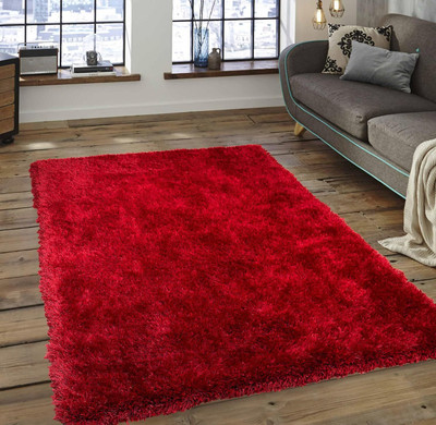 HR CARPET Red Polyester Area Rug(3 ft.,  X 5 ft., Rectangle)