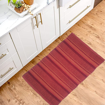 budhraj rugs Red Cotton Dhurrie(2 ft,  X 3 ft, Rectangle)