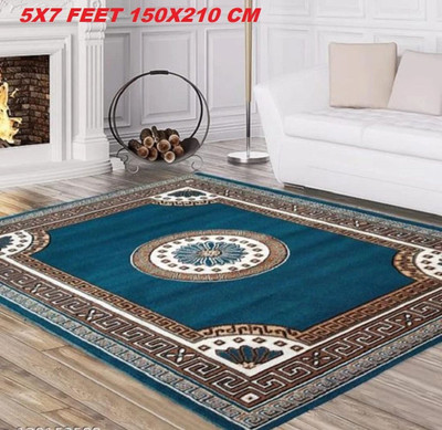 KAYNAT CARPET Multicolor, Blue, White Acrylic Carpet(5 Feet,  X 7 Feet, Rectangle)
