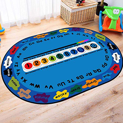 HOP N PLAY 240 cm  X 160 cm Velvet Carpet(Oval, Multicolor)