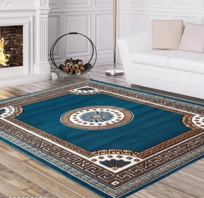 Isharugs Blue Acrylic Carpet(5 ft,  X 7 ft, Rectangle)